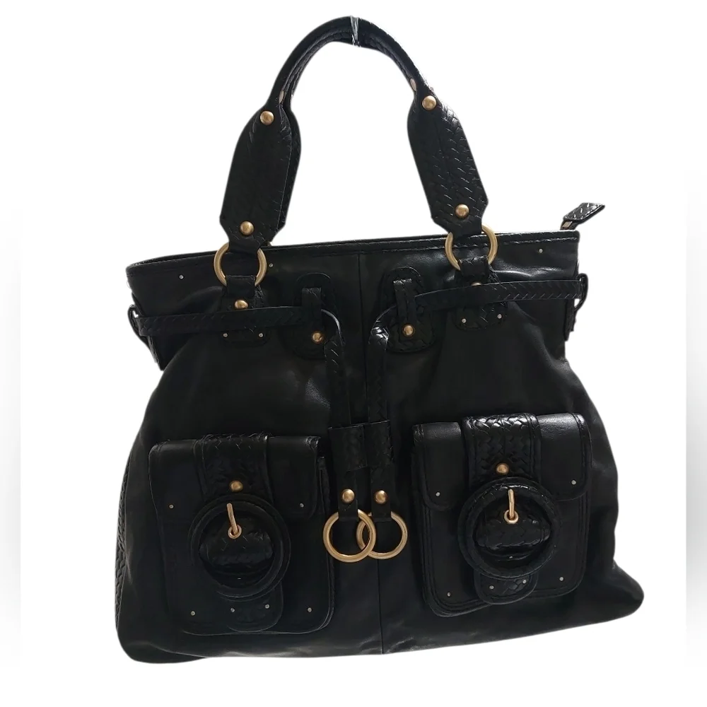 Elliott Lucca Black and Gold Tote with Structured Design